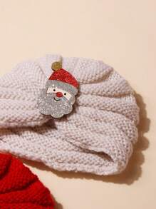 2pcs Baby Christmas Style Cute Knit Hat, Suitable For Daily Warmth And Breathability - Grey - View 4