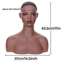 JINGFA PVC Premium Half Body Mannequin Head With Shoulders - Wig Head Stand Perfect For Displaying Wigs, Hats, And Jewelry- Medium Brown Realistic Makeup DH-YH2 - 鏽棕色 - 查看 6