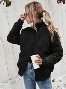 1pc Tween Girl Fashion Versatile Daily Outdoor Sports Casual Thermal Lined Thick Jacket, Autumn/Winter