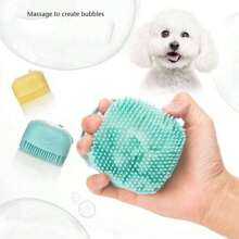 1pc Pet Bathing Brush, Silicone Massage Rubber Dog/Cat Grooming Brush With Shampoo Storage