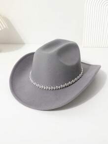 1 peça chapéu de cowgirl ocidental de cor sólida feminino, unissex colorido 3D geométrico casual mini chapéu para viagem, festa, chapéu de jazz para uso diário