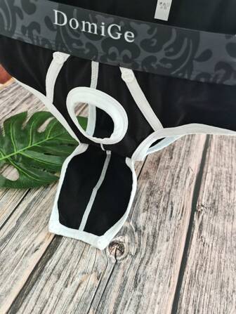 DomiGe 1 件装黑色性感内裤低腰男士三角裤带分体 J 罩杯开口