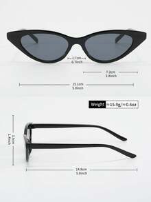 1 件/3 件小椭圆形框架时尚眼镜，猫眼黑色时尚眼镜，适合日常佩戴和度假 - 黑色 - 查看 7