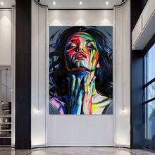 1 件彩色涂鸦抽象帆布印刷海报，艺术品壁画适用于浴室卧室办公室客厅墙壁装饰，家居装饰，无框架 - 彩色 - 查看 6