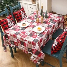 1 pezzo Nuovo tessuto decorativo natalizio, decorazione per feste natalizie, tovaglia con stampa creativa a cartoni animati natalizi per tavolo, lavabile in lavatrice, dimensioni 150*180cm per tavolo da pranzo natalizio