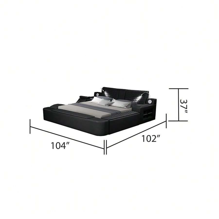 Smart Multifunctional King Size Bed Made With Wood In Black SHEIN USA