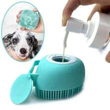 1pc Pet Bathing Brush, Silicone Massage Rubber Dog/Cat Grooming Brush With Shampoo Storage