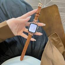 1 Pc Becorative Fancy Jewelry Stylish Elegant Slim Leather Loop Compatible With Apple Watch Band For Women Gold Silver Halloween Black Charms Sport Thin 38mm 40mm 41mm 42mm 44mm 45mm 46mm 49mm , Watchband Compatible With Apple Watch Strap Series Ultra 10/9/8/7/6/5/4/3/2/1 SE