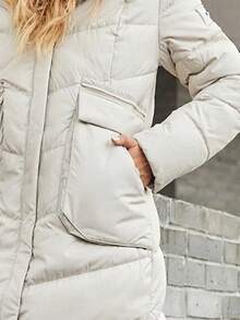 GASMAN Women's Casual Pocket Zipper Quilted Front Button Padded Coat