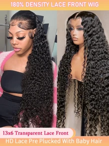 13x6 Water Wave Lace Front Wigs Human Hair HD 13x6 Lace Frontal Wigs Human Hair Wigs For Women 180% Density Wet And Wavy Lace Front Wigs Human Hair Pre Plucked With Baby Hair Natural Color