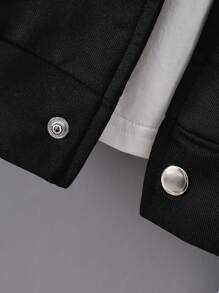 男童两件套服装，字母印花棒球夹克，适合秋冬