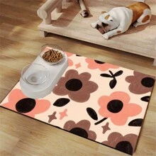1 pièce Tapis de nourriture pour animal de compagnie impérméable à l'eau, à adhérence forte et à séchage rapide avec petits motifs verts pour chat ou chien, facile à nettoyer, convient pour divers bols à nourriture et eau