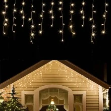 4m/6m/12m Luci a ghiacciolo a LED, luci a tenda da fata, ghirlanda natalizia, adatte per matrimoni, feste all'aperto, casa, strada, decorazioni per Capodanno e Pasqua