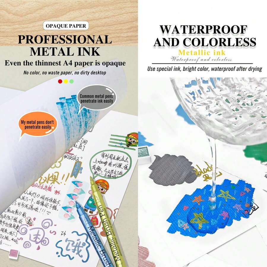 Acrylic Paint Markers, Metal Color Brush Tip Acrylic Paint Pens For