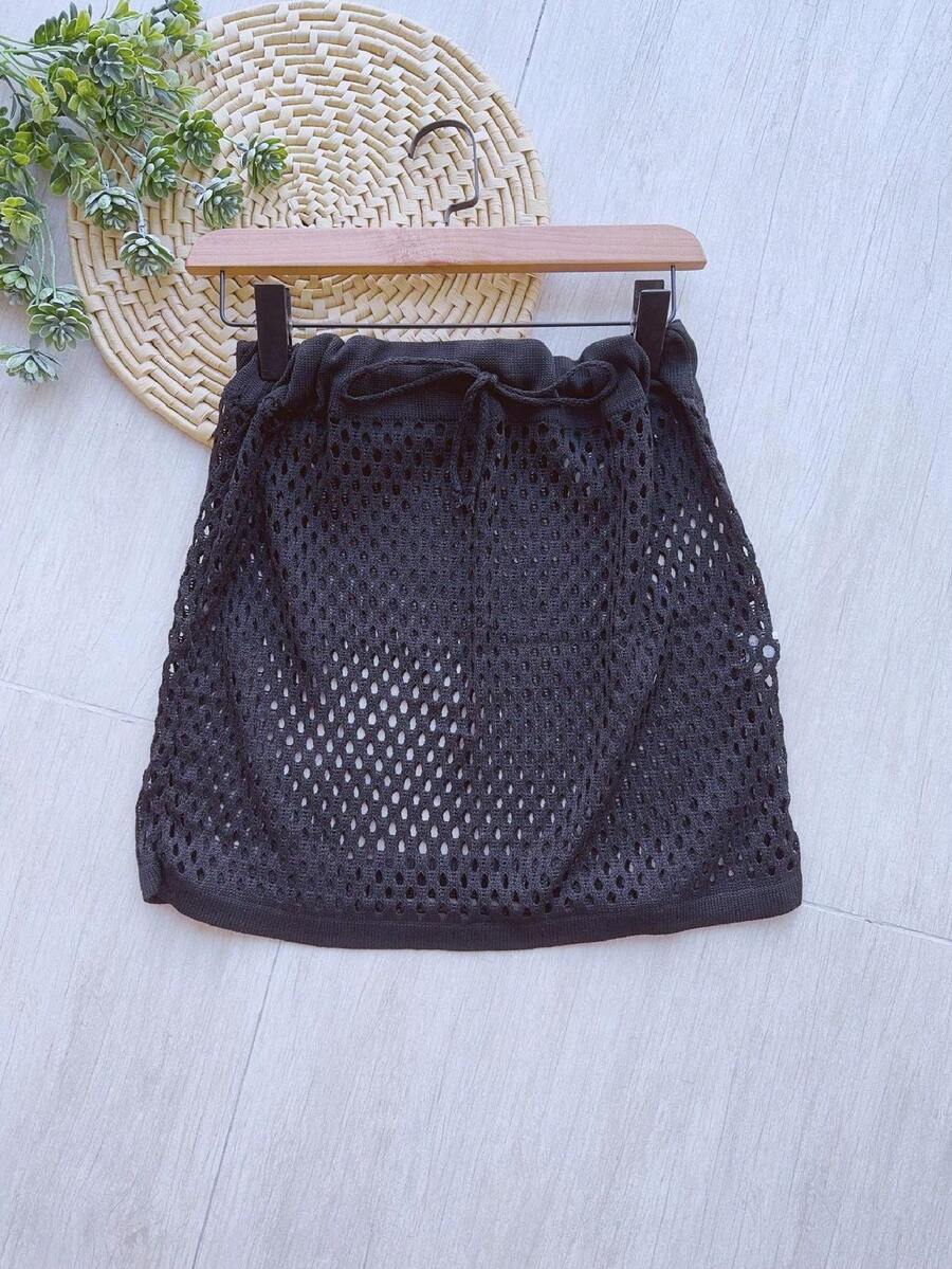 Short Plain Beach Skirt, Women's Fashion - 黑色 - 查看 1