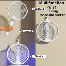 4 In 1 Upgraded Foldable Electric Fly Swatter, USB Rechargeable Fly Zapper With UV Light Insect Trap, For Bedroom - White - View 1