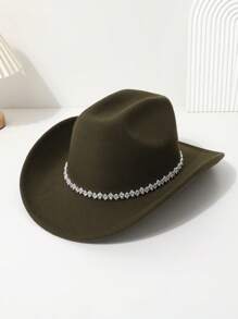 1 peça chapéu de cowgirl ocidental de cor sólida feminino, unissex colorido 3D geométrico casual mini chapéu para viagem, festa, chapéu de jazz para uso diário