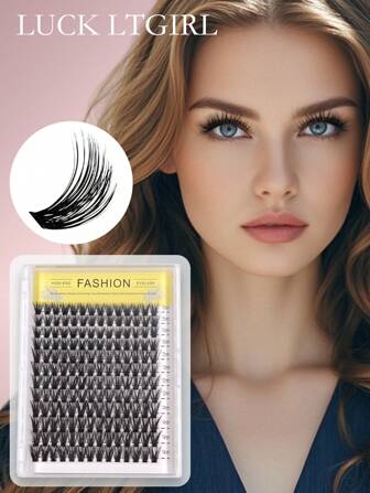 12 Rows, 168 Clusters, C Curl, 10-14mm Mixed, Self-Adhesive, Natural Volume, Segmented False Eyelashes, Suitable For Daily Commute And Party Makeup