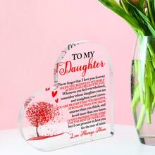 1 pieza Placa de acrílico con forma de corazón, regalo de graduación para hija, adecuado para cumpleaños, Acción de Gracias, graduación, día conmemorativo, oficina, estilo sencillo