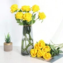 1pc/5pcs/10pcs/12pcs/20pcs Yellow 20-Inch Valentine's Day Gift Flowers Artificial , High-End Artificial Roses For Home Decor, Room Decor, Table Decoration, Wedding Decoration, Bridal Bouquet, Wrist Corsage, Bouquet Material. Suitable For Home, Dining Room, Bedroom, Vase Decoration Bouquets