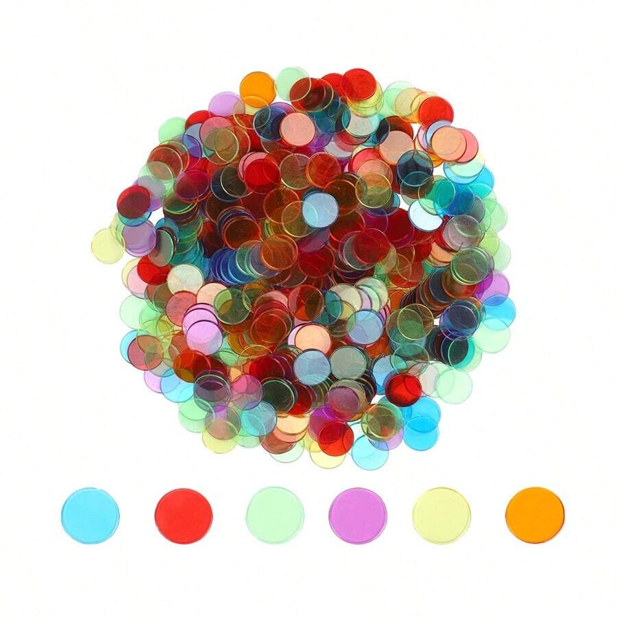 300 块 3/4 英寸塑料透明 6 色宾果塑料筹码 - 适用于大型团体游戏、游戏之夜