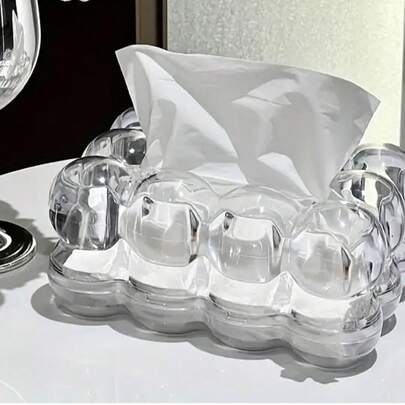 1pc Nordic Luxury High-End Facial Tissue Box, Creative Transparent Tissue Paper Storage Box For Home Living Room Coffee Table Home Bathroom Decor Bathroom Organizer Fall Decor Back To School
