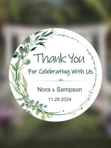 35pc Customized Circular Wedding Stickers, Personalized Circular Label Stickers, Customized Name, Date, Thank You Stickers, Personalized Design Wedding Labels, Wedding Specific Customized Stickers