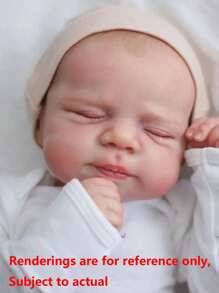 48 厘米柔软乙烯基睡眠婴儿逼真重生娃娃，带 3D 绘画皮肤和血管，活着的 19 英寸新生儿彩绘头发婴儿可爱儿童艺术收藏品（部分零件随机，包括奶嘴、奶瓶、尿布、帽子和衣服套装） - 白色 - 查看 11