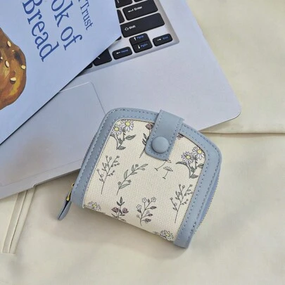 小碎花小巧甜美拉链零钱包/钱包学生生日圣诞礼物感恩节女士钱包钱包小钱包