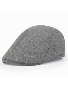Tweed Hat Solid Color Beret Casual Vintage Forward Cap Sunshade Cap