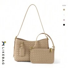 LIKEBAG Neue Mode rein handgewebte Damen Tasche, Damen Handtasche, lässiger Schultertasche, Umhängetasche - Aprikosenfarben - Übersicht 2