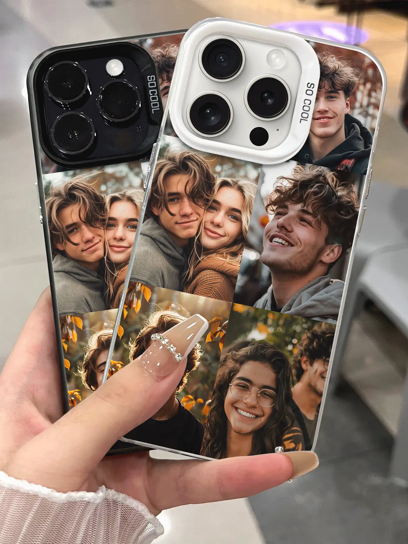 1个定制照片拼图手机壳，兼容 16 Pro Max/16 Plus/16 Pro/17 Pro Max/17 Pro/17/17 Air，可定制婚礼照片，是送给情侣、朋友、家人、毕业生、节日礼物的理想之选，2025手机壳 - 黑色 - 查看 5