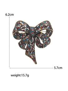 Rhinestone Bow Brooch For Women Dress Coat Pin Christmas New Year Gift