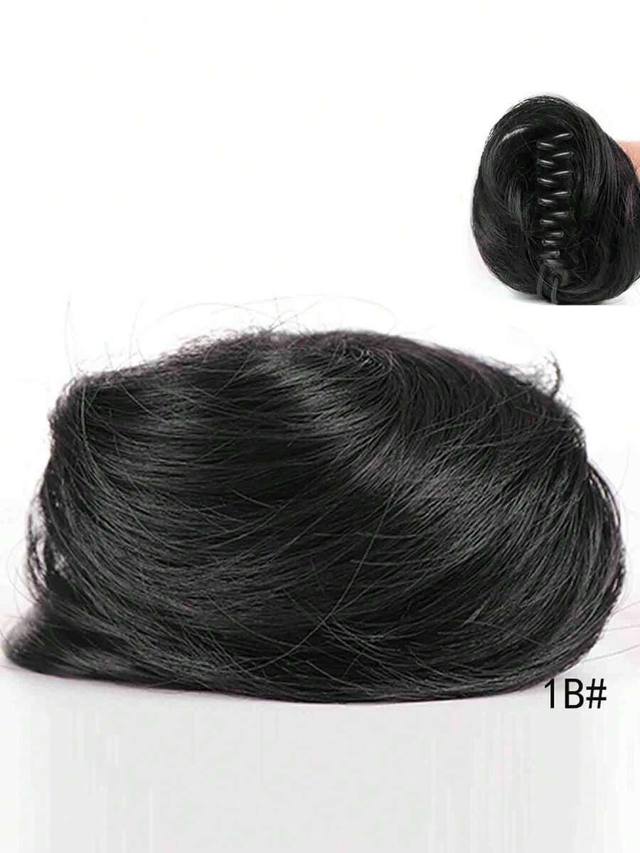 1pc Elegant Mini Claw Clip Hair Bun Extensions,Synthetic Hair Bun