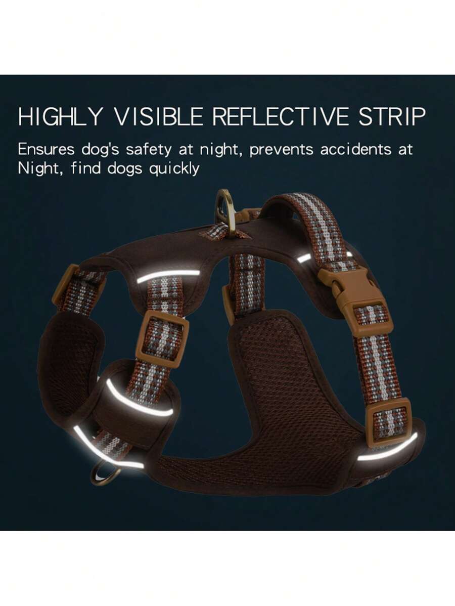 1pc Striped Woven Vintage Pet Harness,Durable PU Leather Fabric