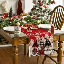 Mantel navideño, decoración estacional de invierno con renos y copos de nieve para la mesa de la cocina o comedor en el hogar y fiestas - Multicolor - Ver 12