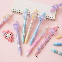 3/6 chiếc bút trung tính hoạt hình dễ thương , bút bi nút bấm có nhãn dán Acrylic, thiết kế thẩm mỹ cho bé gái, viết mượt, thích hợp cho trường học và văn phòng, mực đen - Nhiều màu - Xem 3