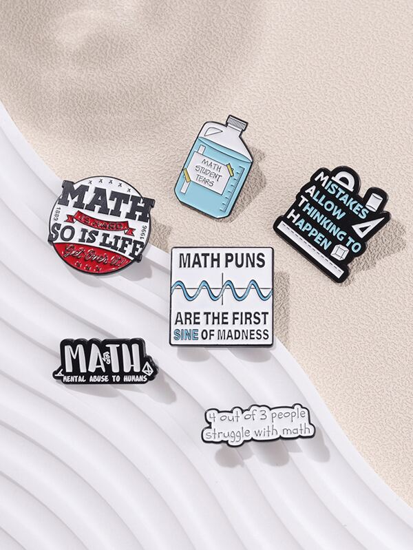 6 Broches lindos de aleación de zinc con letras para ropa de primavera, verano, otoño e invierno, accesorios para mochilas, regalitos adecuados para uso diario