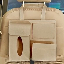 1 túi đựng đồ lót nỉ treo ghế sau xe hơi, túi treo đa chức năng, có thể tái sử dụng, có màu be hoặc xám - Túi treo đựng đồ - Xem 5