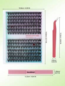 280 件簇状睫毛套件 DIY 睫毛延长 D 卷曲长款带粘合和密封睫毛镊子 在家 DIY 簇状睫毛 - 黑色 - 查看 4