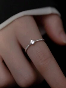 HuooNew 1 Stück 925 Sterling Silber Ring mit kubischem Zirkonia, verstellbar, Geschenk für Frauen