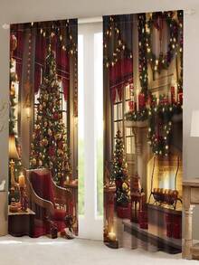 2szt/zestaw choinka przezroczysta zasłona okienna, wystrój domu do salonu, sypialni