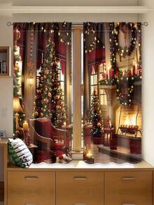 2szt/zestaw choinka przezroczysta zasłona okienna, wystrój domu do salonu, sypialni