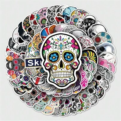 50pcs Phantom Terror Skull Face Graffiti Pattern Cartoon Anime Guka Stickers For Cute Fashion Love Graffiti Waterproof Stickers Suitable For Laptops Water Bottles Skateboards Mobile Phones,School Supplies,Back To School