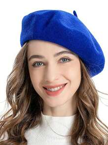 1 pieza Boina vintage para mujer, gorra de pintor octagonal de unicolor y cálida para invierno
