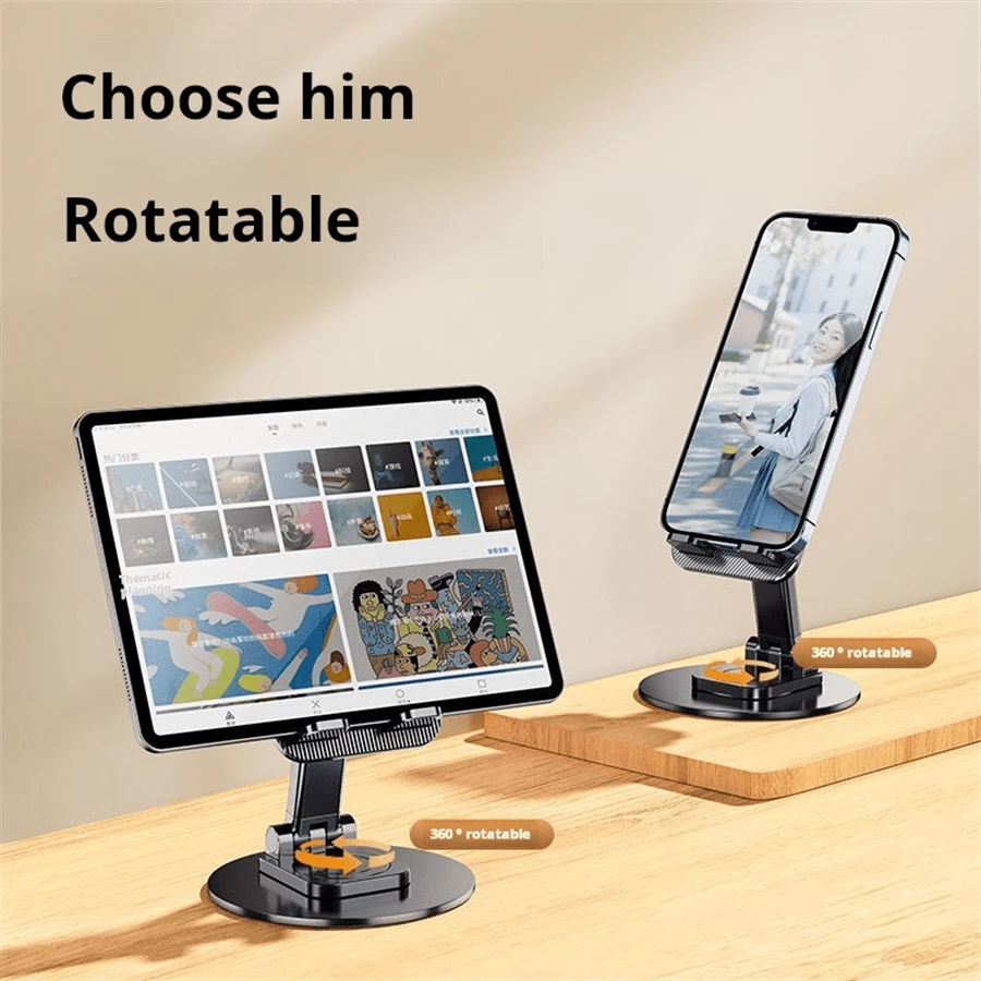 1pc 360 Degree Rotating Mobile Phone Holder Desktop Carbon Steel Bottom