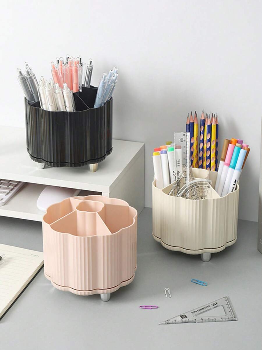 1pc Rotatable Multifunctional Large Capacity Desk Pen Holder