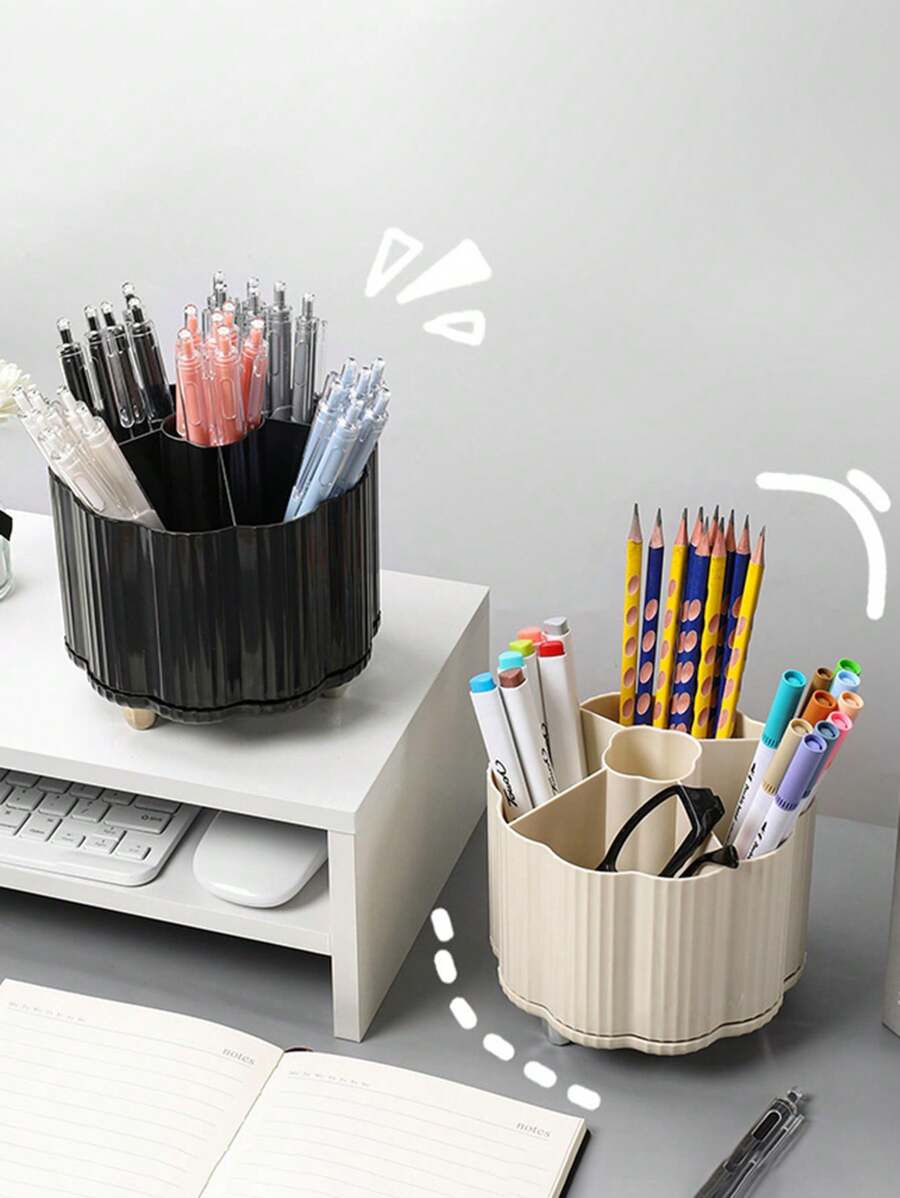 1pc Rotatable Multifunctional Large Capacity Desk Pen Holder
