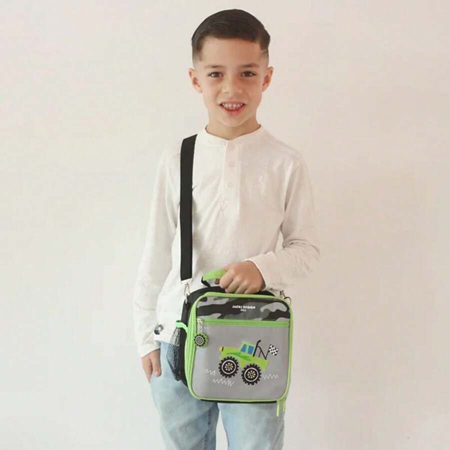 Thermal Lunch Box Kids Bag For Children With Printed Handles School Trip 4180ml Boy And Girl - 綠色 - 查看 1