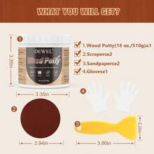 Wood Filler, Wood Putty, 18oz White Wood Filler Putty Paintable, Stainable & Quick Drying, Wood Repair Kit For Wooden Furniture Floor Holes, Cracks, Chips, Damage - white - View 8